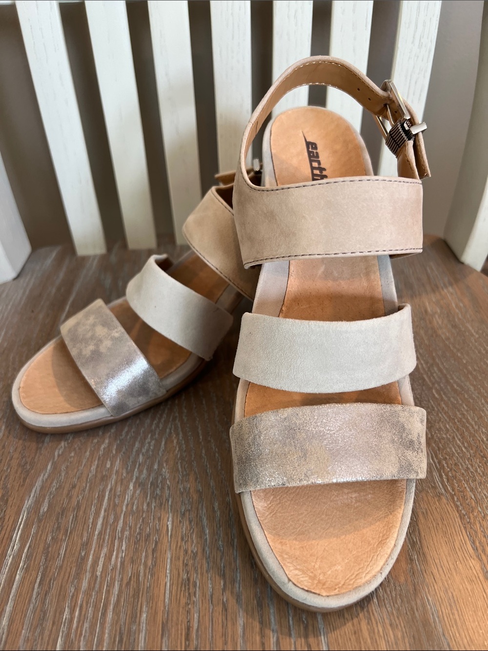 Colorblock Suede Leather Strap Sandals